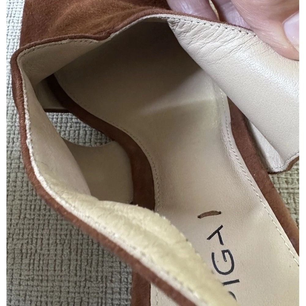 VIA SPIGA Suede Platform CrossStrap Sling Back Sandal Heels 9.5M Brown Y2K Shoes - Picture 16 of 16